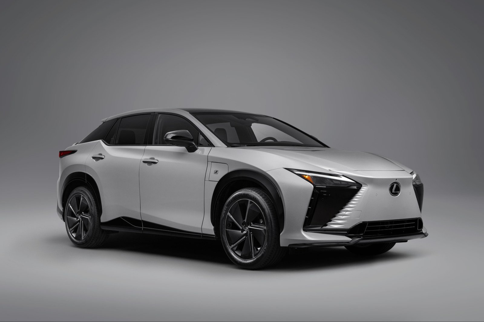 2027 Lexus RZ 550e F SPORT AWD front three-quarter studio view