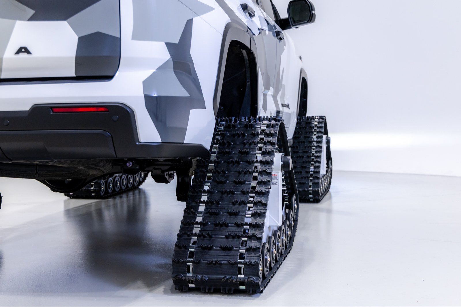 White snow track mounted on the Toyota Sequoia Snowhunter concept