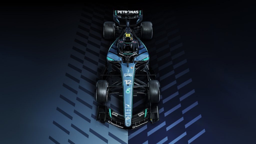 Overhead view of Kimi Antonelli's No. 12 Mercedes W17